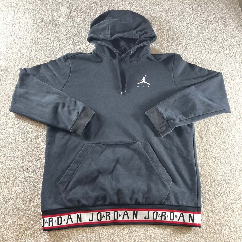 Jordan Hoodie Mens Large Black Jumpman Air‎ Pullover AR2252-010 Excellent Logo